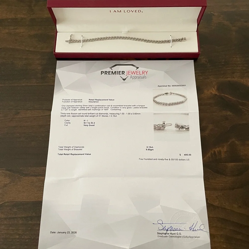 925 Sterling Silver Diamond Tennis Bracelet